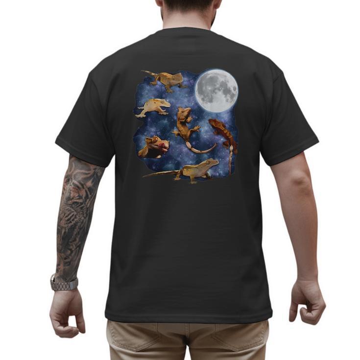 Crested Gecko Moon Retro Reptile Mom Dad Breeder Lover Men's Back Print T-Shirt