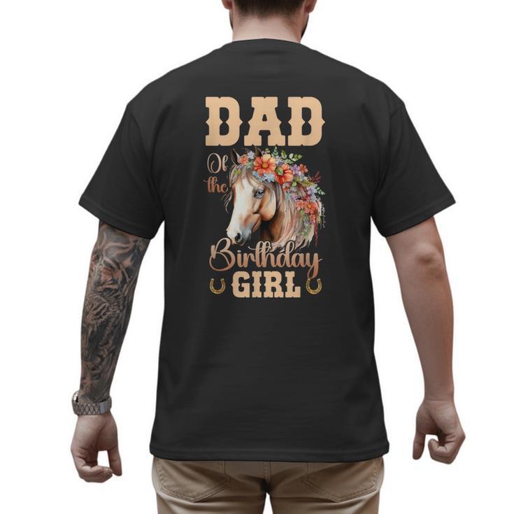 Cute Dad Of The Birthday Girl Horse Family Party Men's Back Print T-Shirt