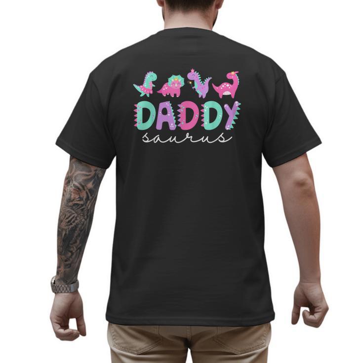 Cute Daddy Saurus Dad Dinosaur Birthday Boy Girl Family Men's Back Print T-Shirt