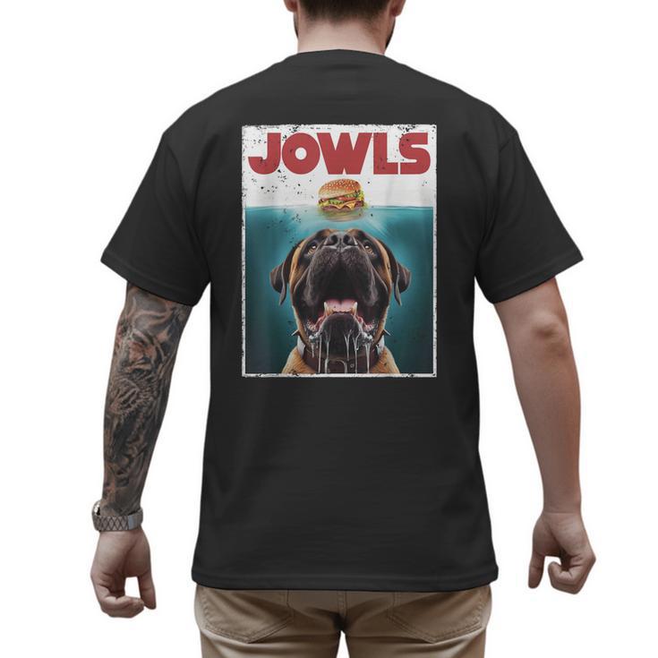 Cute English Mastiff Jowls Burger Bullmastiff Dog Mom Dad Men's Back Print T-Shirt