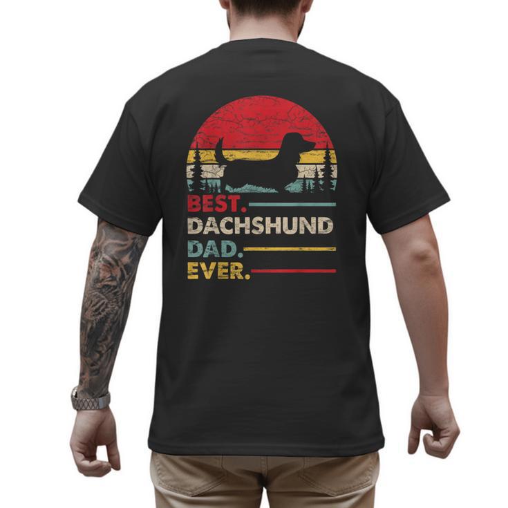 Dachshund Long Haired Best Dad Ever Dog Vintage Retro Men's Back Print T-Shirt