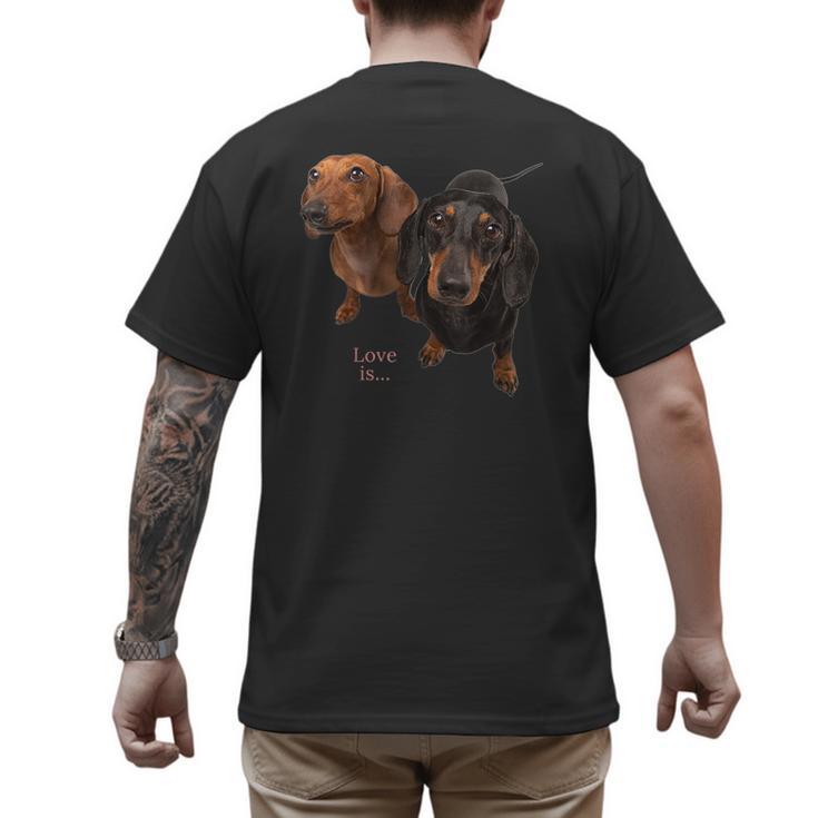 Dachshund Shirt Doxie Mom Dad Love Wiener Dog Puppy Cute Tee Men's Back Print T-Shirt
