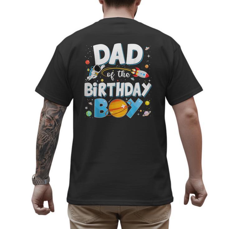 Dad Of The Birthday Boy Astronaut Family Space Planets Men's Back Print T-Shirt