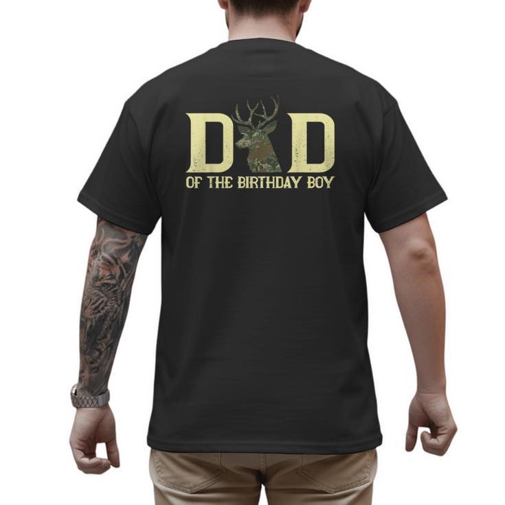 Dad Of The Birthday Boy Deer Hunter Camouflage Flag Men's Back Print T-Shirt