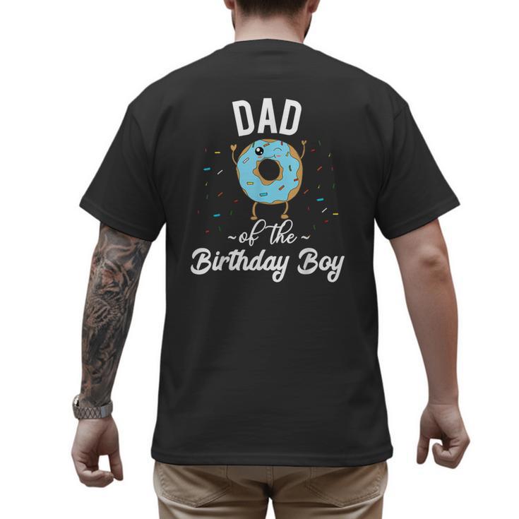 Dad Of The Birthday Boy Donut Theme Party Blue Father Men's Back Print T-Shirt