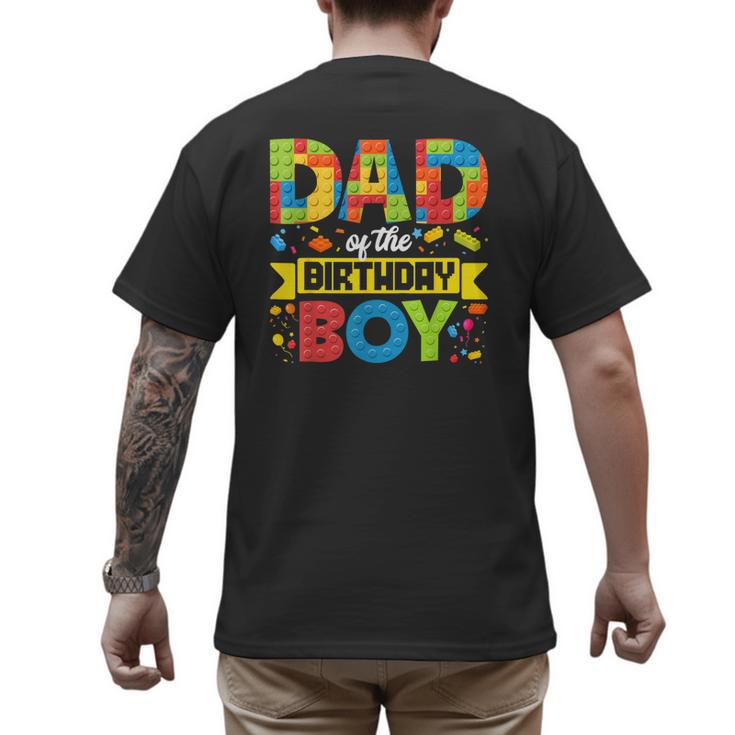 Dad Of The Birthday Boy Master Builder Kids Building Blocks Men's Back Print T-Shirt