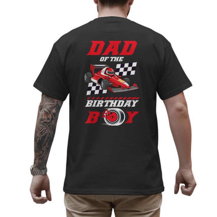 Dad Of The Birthday Boy Pit Crew Race Car Matching Family Men's Back Print T-Shirt