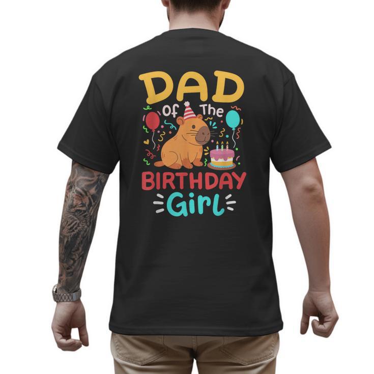 Dad Of The Birthday Girl Kids Cute Capybara Bday Family Men's Back Print T-Shirt