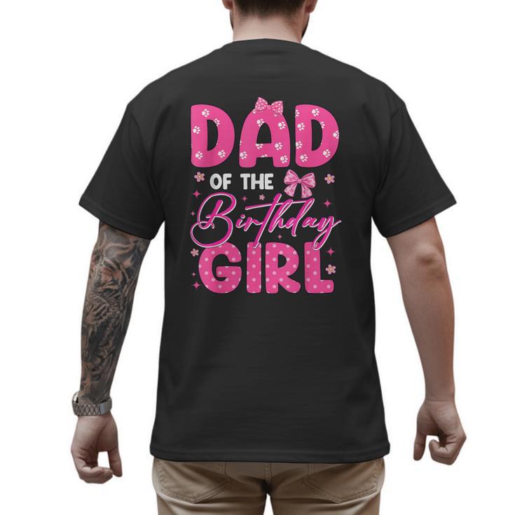 Dad Of The Birthday Girl Pink Bow Birthday Girl Family Men's Back Print T-Shirt