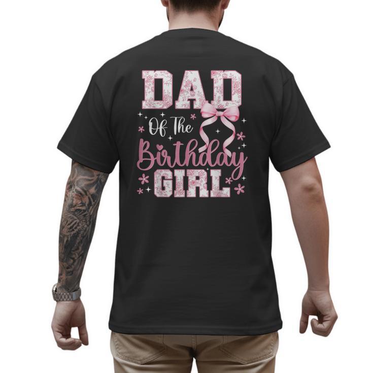 Dad Of The Birthday Girl Pink Bow Flower Birthday Girl Men's Back Print T-Shirt