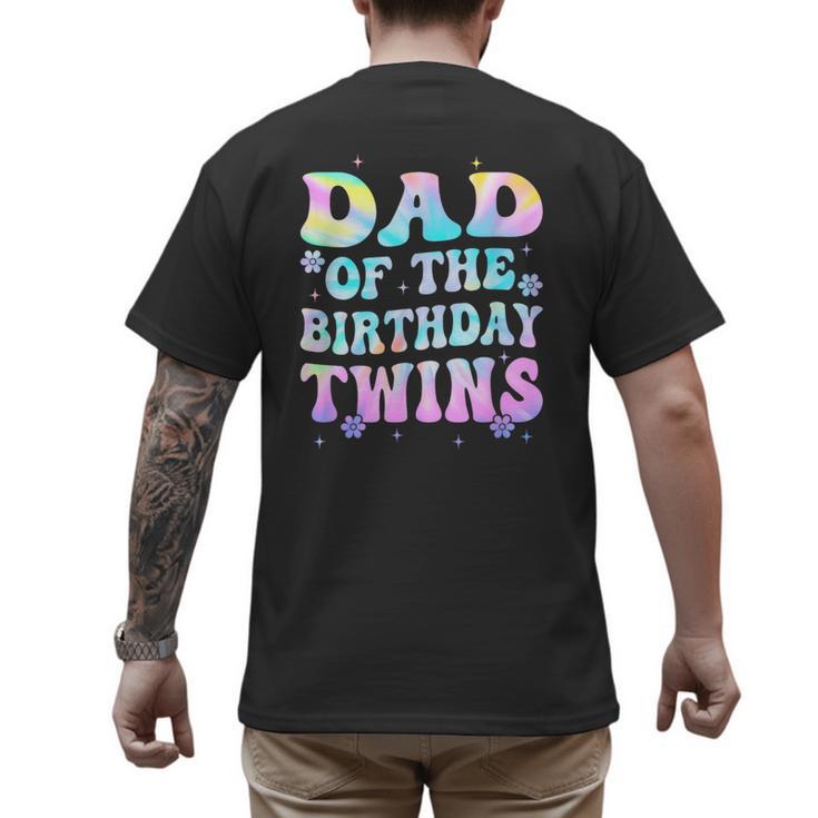 Dad Of The Birthday Twins Girls Kids Party Retro Bday Men's Back Print T-Shirt