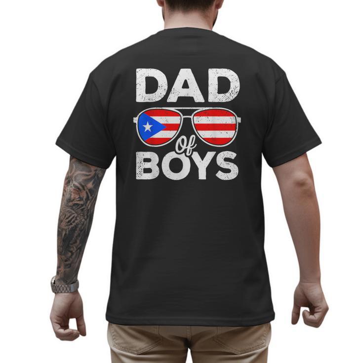 Dad Of Boys Fathers Day Retro Puerto Rico Flag Boricua Dad Men's Back Print T-Shirt
