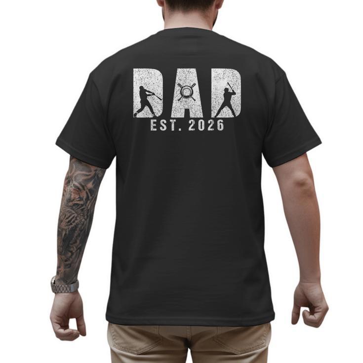 Dad Est 2026 Baseball Dad To Be New Baby Daddy Father's Day Men's Back Print T-Shirt
