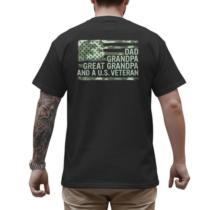 Dad Grandpa Great Grandpa Veteran Fathers Day Great Grandpa Men's Back Print T-Shirt