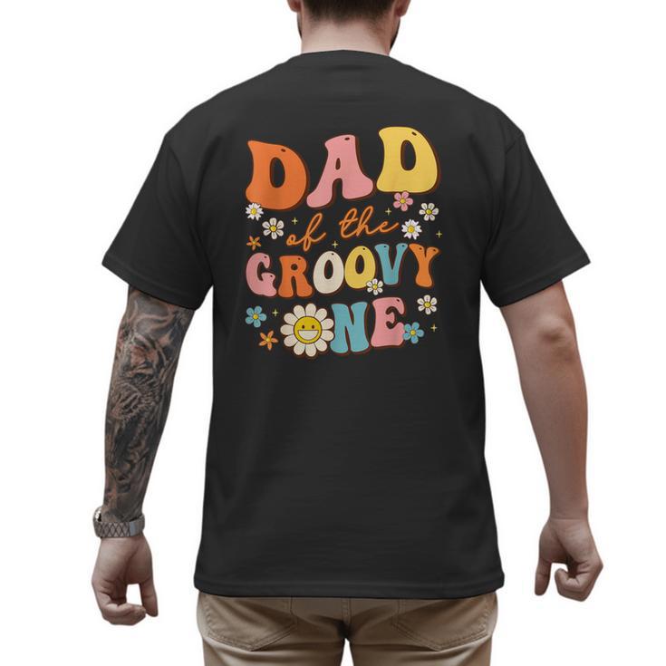 Dad Of The Groovy One 1st Birthday Pregnancy Announcement Men's Back Print T-Shirt