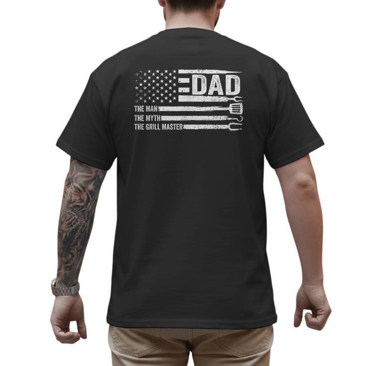Dad The Man The Myth The Grill Master USA Flag Father's Day Men's Back Print T-Shirt