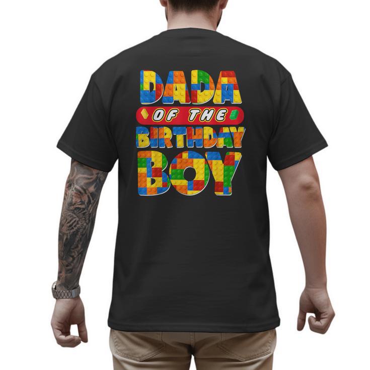 Dad And Mom Dada Birthday Boy Building Bricks Family Party Men's Back Print T-Shirt