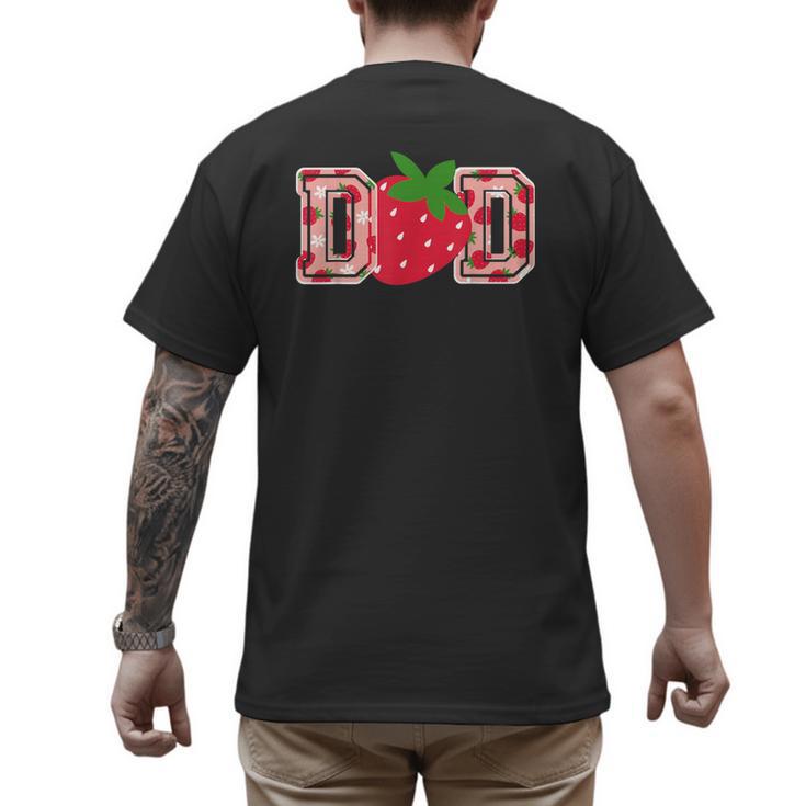 Dad Strawberry Birthday Men's Back Print T-Shirt