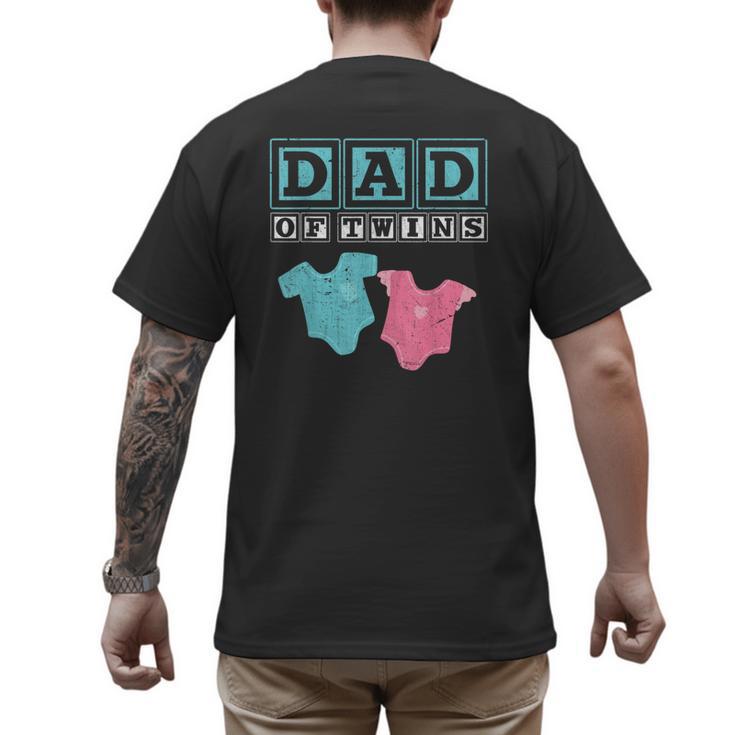 Dad Of Twins Family Daddy Fathers Day Future Parents Men's Back Print T-Shirt