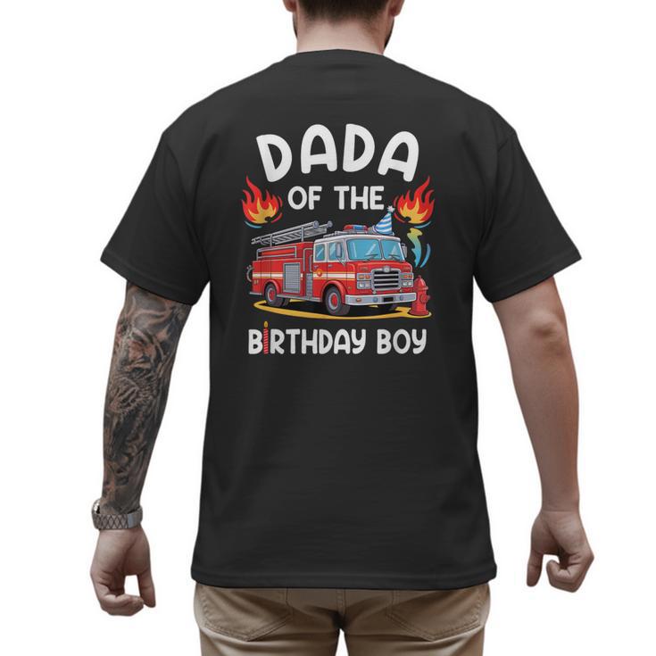 Dada Of The Birthday Boy Fire Truck Firefighter 1St Party Men's Back Print T-Shirt