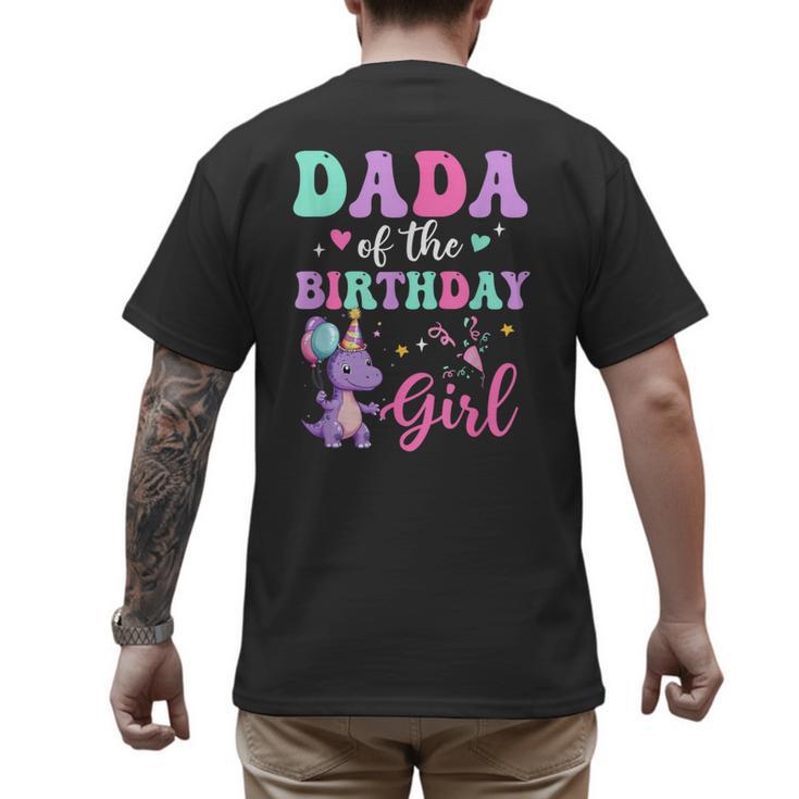 Dada Of The Birthday For Girl Dinosaur T-Rex Party Family Men's Back Print T-Shirt