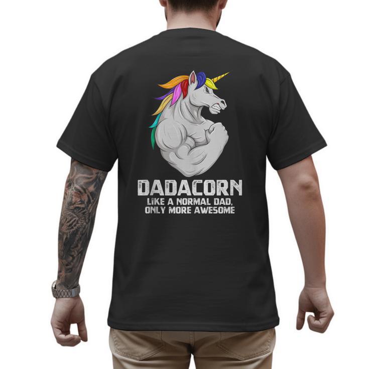 Dadacorn Muscle Dad Unicorn Fathers Day Men's Back Print T-Shirt