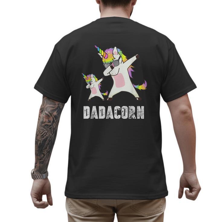 Dadacorn Shirt Unicorn Dad And Baby Best Father Men's Back Print T-Shirt