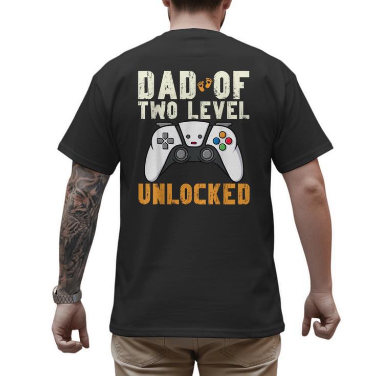Daddy Again Leveled Up To Dad Of 2 Gamer Dad Level Unlocked Men's Back Print T-Shirt