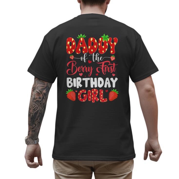 Daddy Of The Berry First Birthday Of Girl Strawberry Men's Back Print T-Shirt