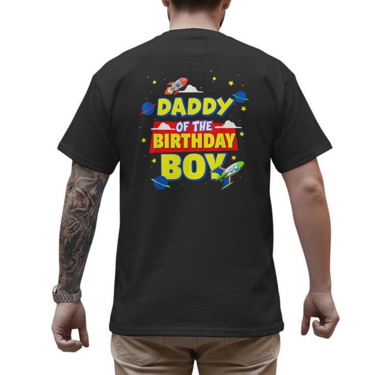 Daddy Of The Birthday Astronaut Boy Outer Space Theme Party Men's Back Print T-Shirt