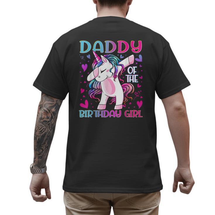Daddy Of The Birthday Girl Dabbing Unicorn Dad Daddy Small Men's Back Print T-Shirt