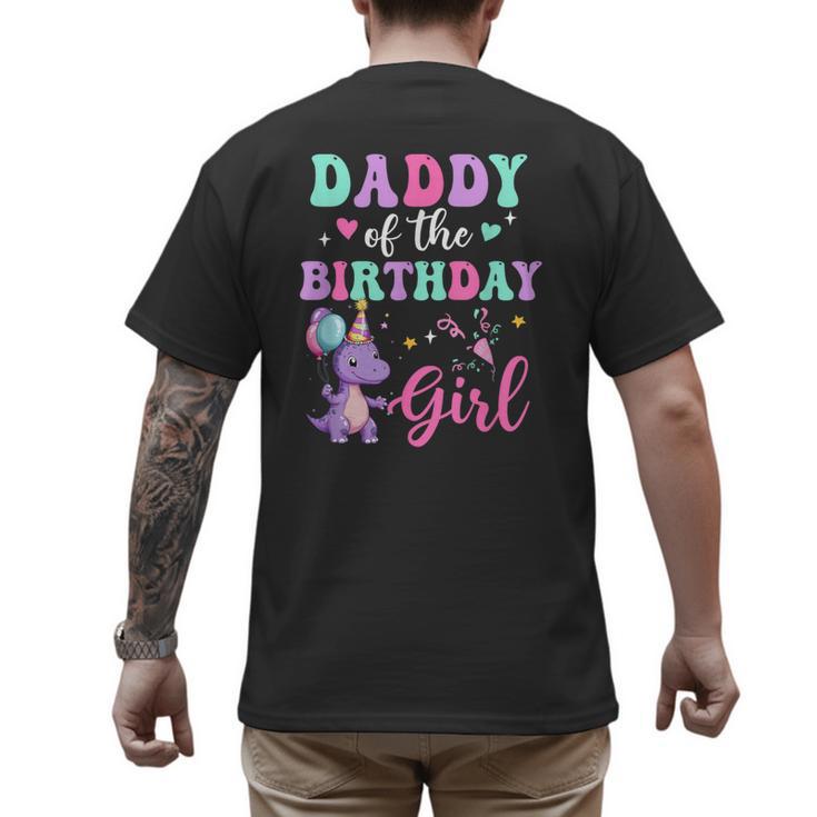 Daddy Of The Birthday For Girl Dinosaur T-Rex Party Family Men's Back Print T-Shirt