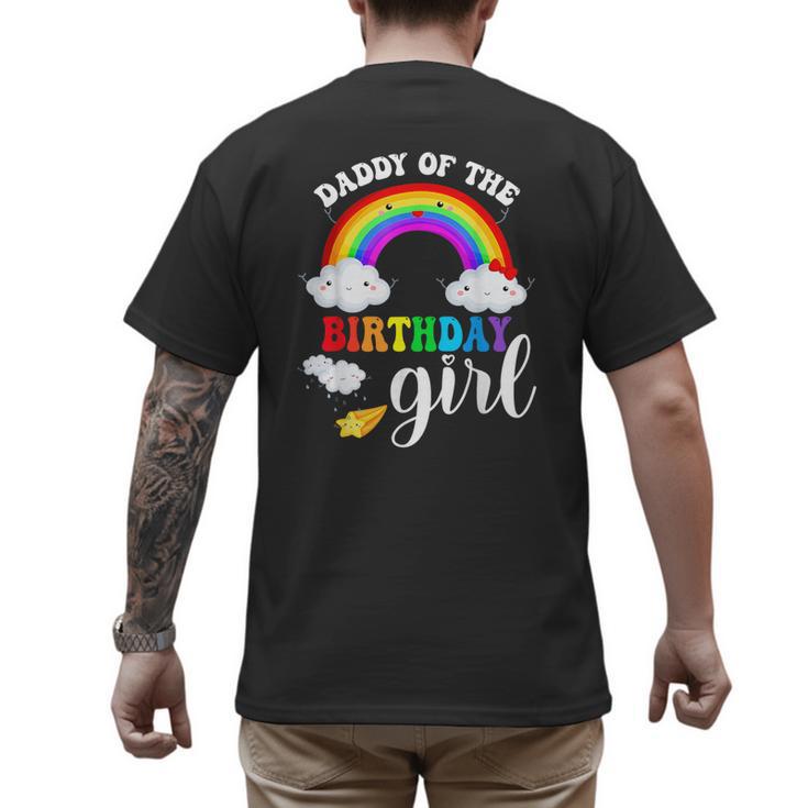 Daddy Of The Birthday Girl Rainbow B-Day Matching Family Men's Back Print T-Shirt