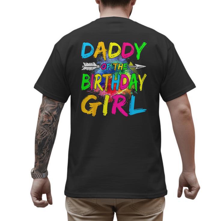 Daddy Of The Birthday Girl Retro 80's Party Men's Back Print T-Shirt