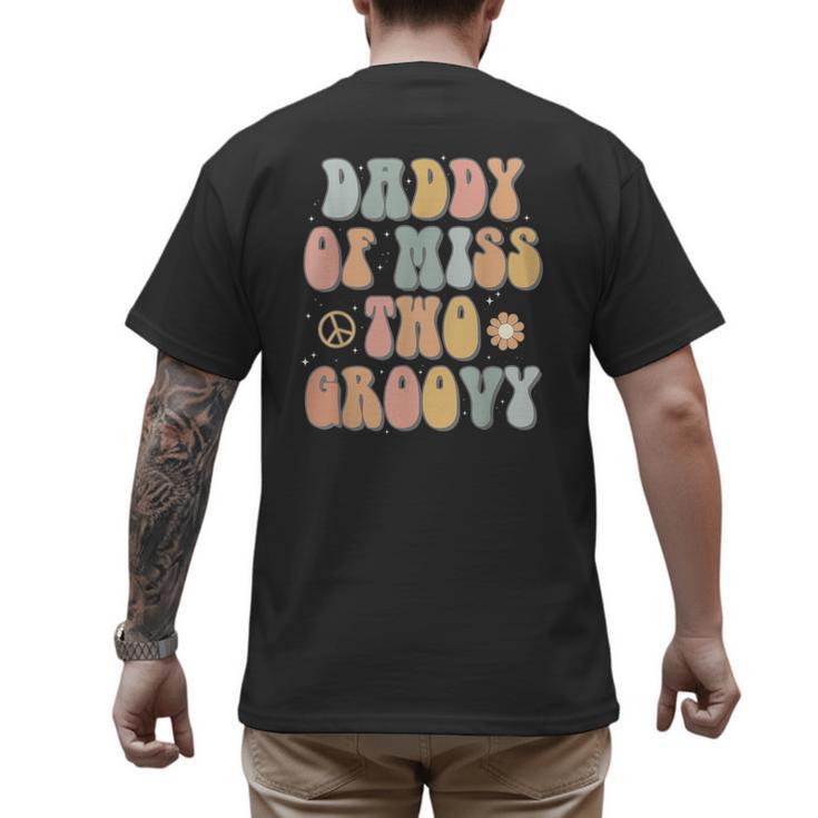 Daddy Dad Two Groovy Second Birthday Retro 2nd Bday Party Men's Back Print T-Shirt