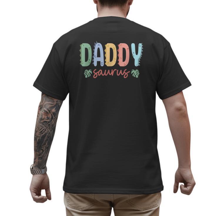 Daddy Saurus Dad Dinosaur Three Rex Birthday Boy Girl Family Men's Back Print T-Shirt