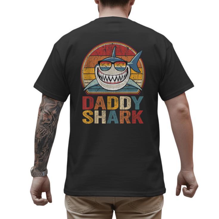 Daddy Shark Retro Shark Shirt Pajamas For Dad Dad Men's Back Print T-Shirt
