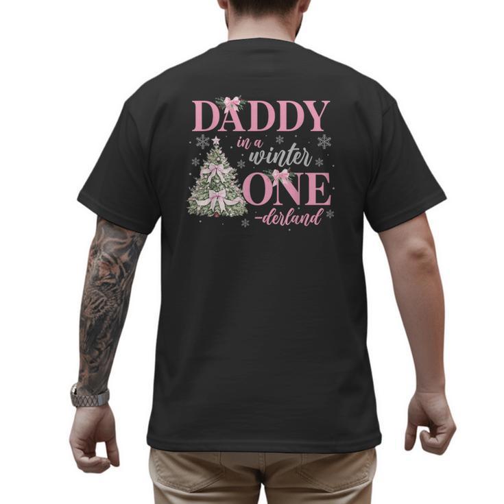 Daddy In a Winter Onederland Birthday Girl Christmas Tree Men's Back Print T-Shirt