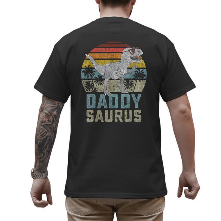 Daddysaurus T Rex Dinosaur Daddy Saurus Family Matching Men's Back Print T-Shirt