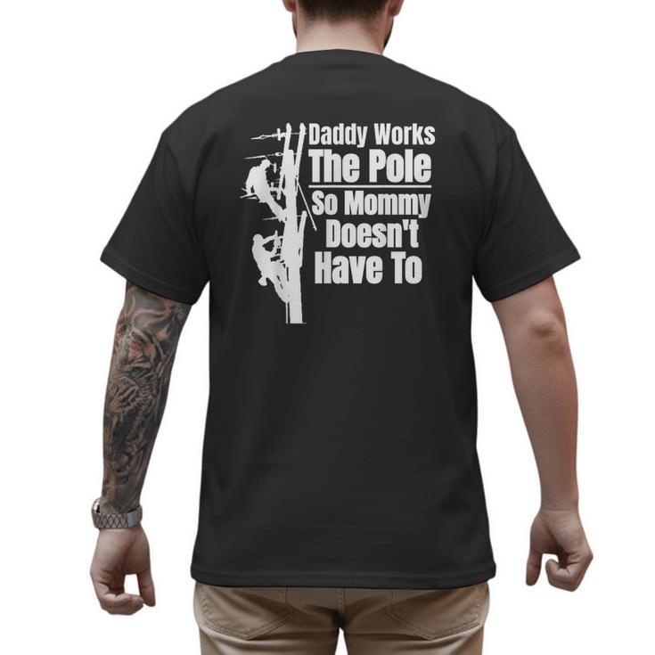 Dads Electrical Lineman Gear Husband & Lineman Wife Men's Back Print T-Shirt