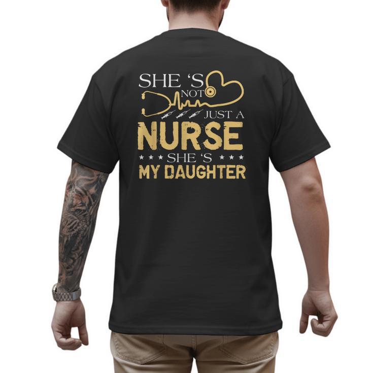My Daughter Is A Nurse Proud Nurse's Mom Dad RN LPN Family Men's Back Print T-Shirt