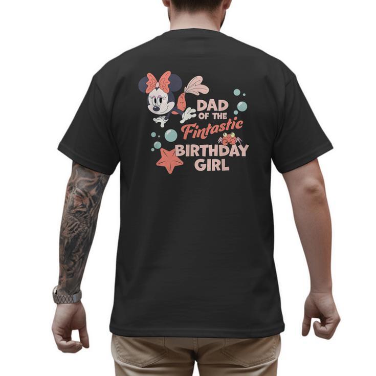 Disney Minnie Mouse Mermaid Dad Of The Birthday Girl Men's Back Print T-Shirt