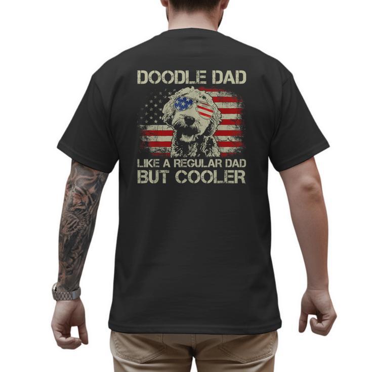 Doodle Dad Goldendoodle Regular Dad But Cooler American Flag Men's Back Print T-Shirt