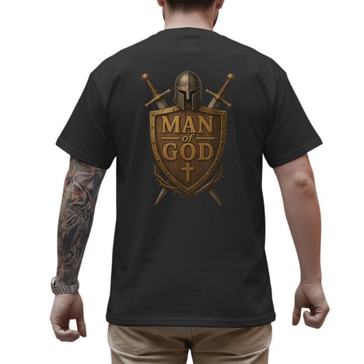Faithful Warrior Man Of God Christian Men Knight Armor Dad Men's Back Print T-Shirt