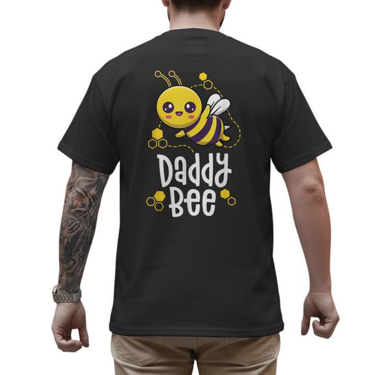 Family Bee Shirts Dad Daddy First Bee Day Outfit Birthday Men's Back Print T-Shirt