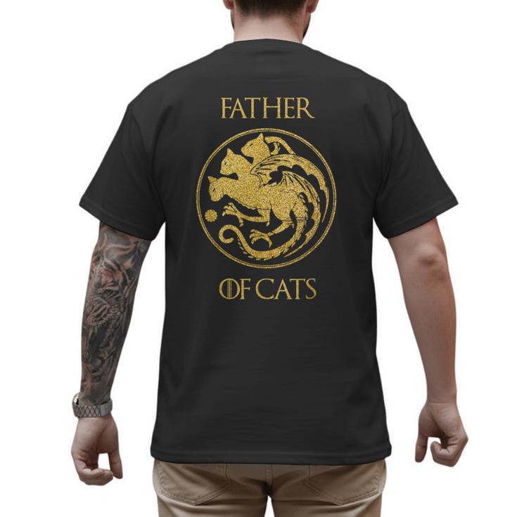 Father Of Cats Shirt Cat Dad Cat Daddy Men's Back Print T-Shirt