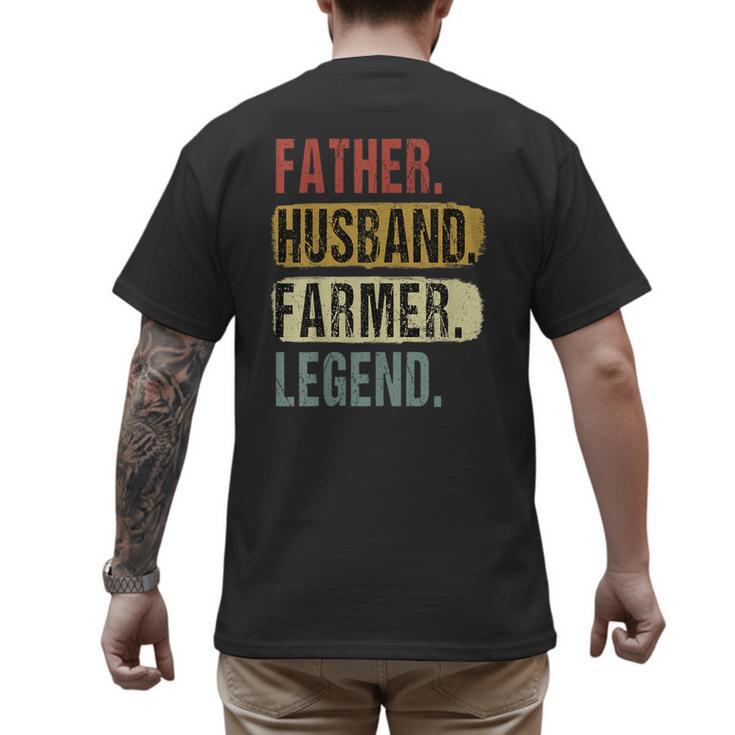 Father Husband Farmer Legend Vintage Dad Father's Day Men's Back Print T-Shirt