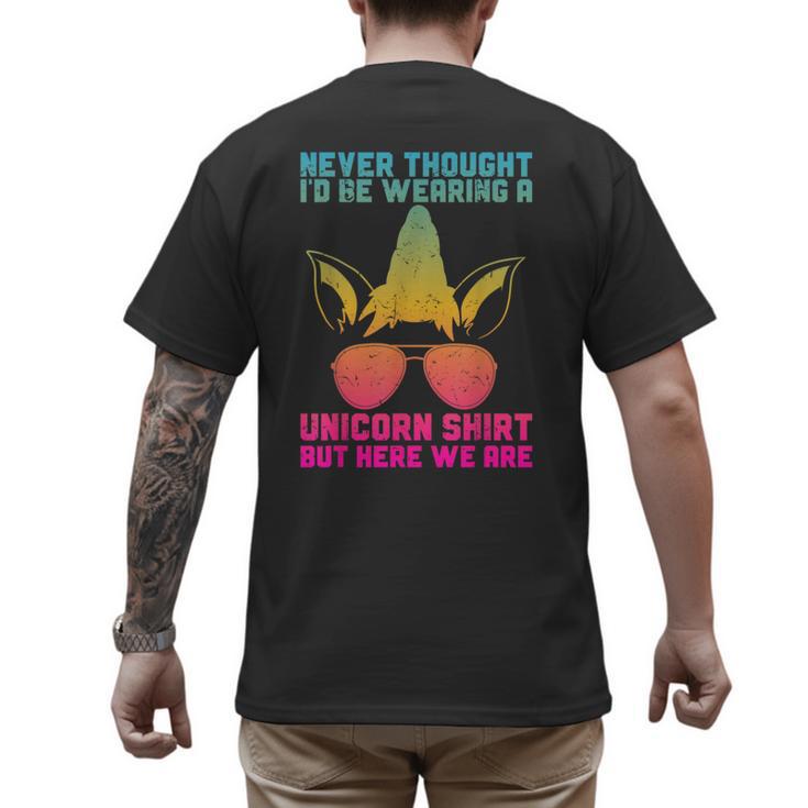 Fathers Day I Wear A Unicorn Shirt Dadacorn Men's Back Print T-Shirt