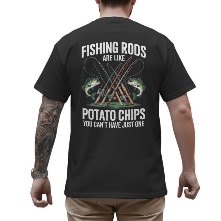 Fishing Rods Are Like Potato Chips Dad Fisherman Men's Back Print T-Shirt