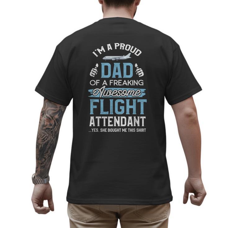 Flight Attendant Shirt For Dad Father Flight Attendant Men's Back Print T-Shirt